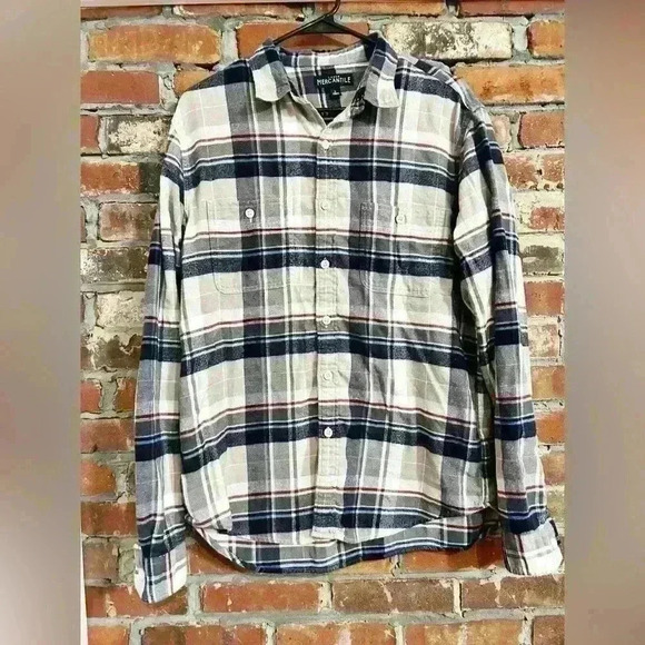 J Crew Mercantile Cotton Plaid Button Down Flannel Size L - Picture 1 of 7
